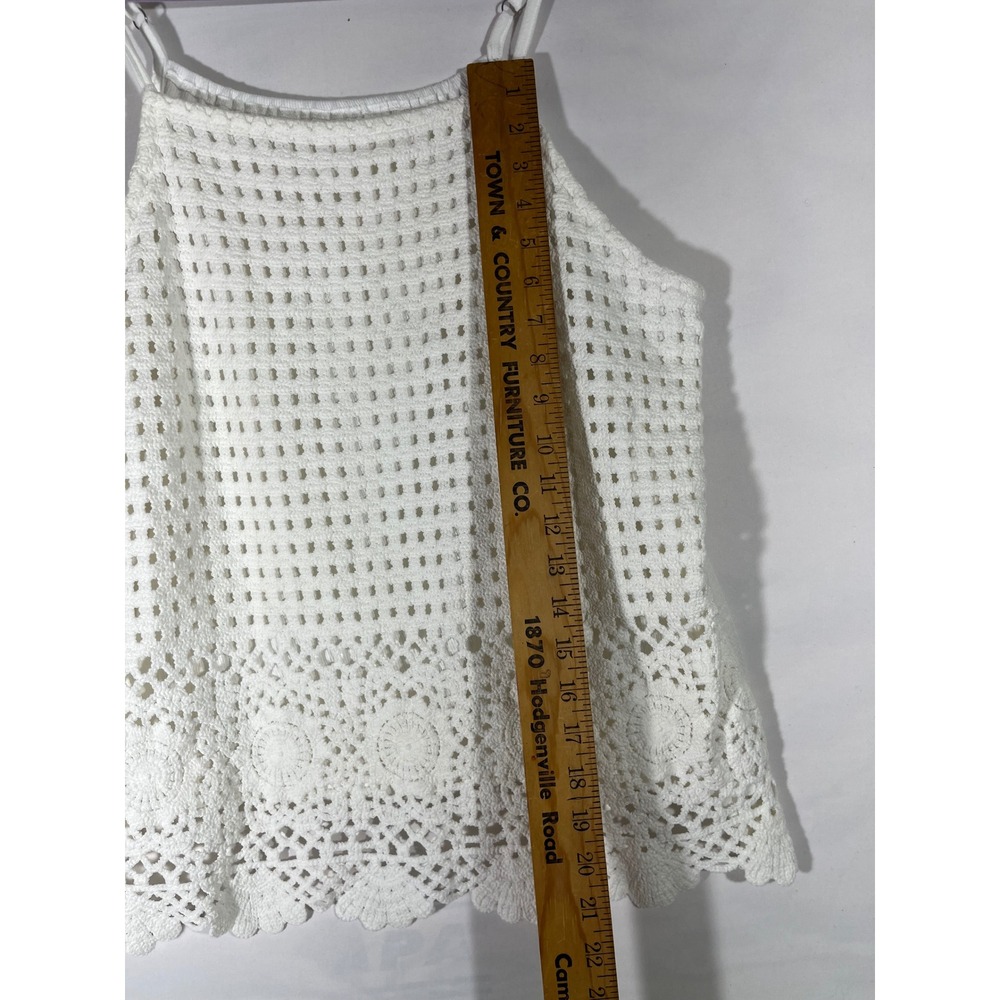 Maurices Crochet Cami Top Women XL White Adjustable Straps Scalloped Hem Boho - Picture 3 of 12
